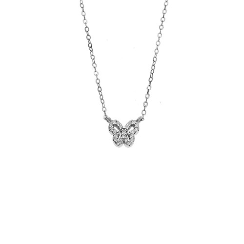 Κολιέ SENZA Πεταλούδα Rhodium Plated Ασήμι 925 Double Face Turquoise - SSR4459STQ