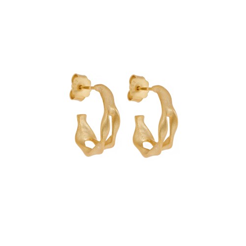 Σκουλαρίκια Senza από επιχρυσωμένο ασήμι 925, Ματ κυματιστό κρικάκι - SSR4463GD