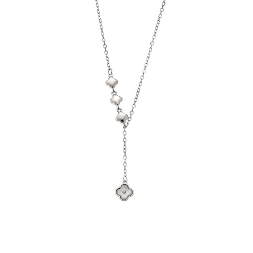 Κολιέ SENZA Rhodium Plated Ασήμι 925 με Φίλντισι - SSR4467SR