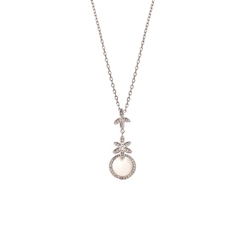 Κολιέ SENZA Rhodium Plated Ασήμι 925 με Φίλντισι - SSR4468SR