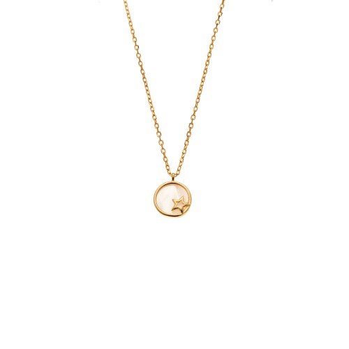 Κολιέ SENZA Αστεράκι Gold Plated Ασήμι 925 με Φίλντισι - SSR4472GD