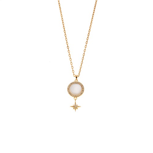 Κολιέ SENZA Αστεράκι Gold Plated Ασήμι 925 με Φίλντισι - SSR4477GD