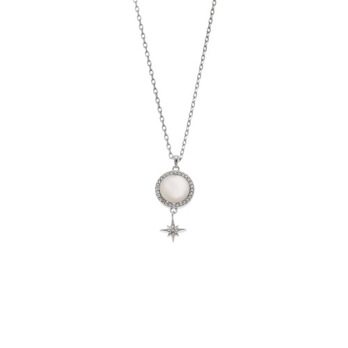 Κολιέ SENZA Αστεράκι Rhodium Plated Ασήμι 925 με Φίλντισι - SSR4477SR