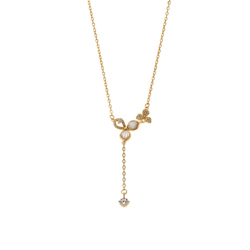 Κολιέ SENZA Πεταλούδα Gold Plated Ασήμι 925 με Φίλντισι - SSR4493GD