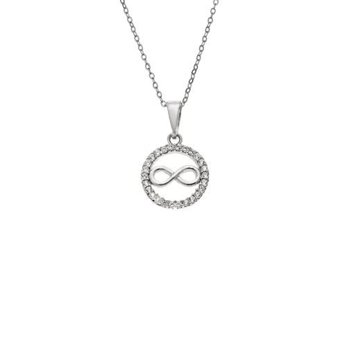 Κολιέ SENZA Άπειρο Rhodium Plated Ασήμι 925 - SSR4496SR