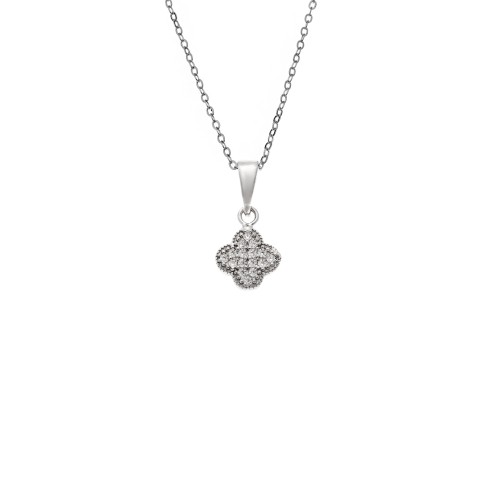 Κολιέ SENZA Λουλουδάκι Rhodium Plated Ασήμι 925 - SSR4498SR