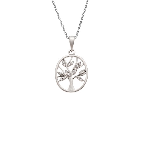 Κολιέ SENZA Δέντρο της Ζωής Rhodium Plated Ασήμι 925 - SSR4499SR