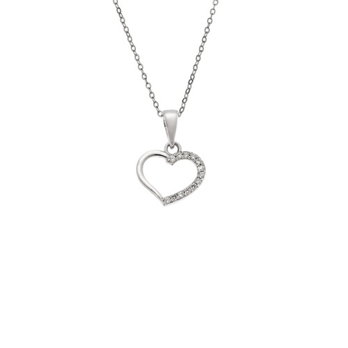 Κολιέ SENZA Καρδούλα Rhodium Plated Ασήμι 925 - SSR4502SR