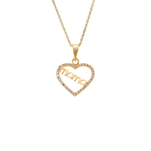Κολιέ SENZA Καρδούλα mama Gold Plated Ασήμι 925 - SSR4508GD