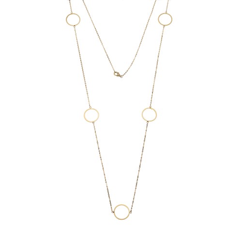 Κολιέ Μακρύ SENZA Επιχρυσωμένο Ασήμι 925 με Κύκλους - SSR4513GD