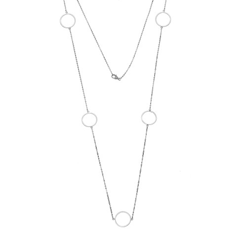 Κολιέ Μακρύ SENZA Ασήμι 925 με Κύκλους - SSR4513SR