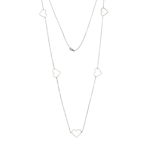 Κολιέ Μακρύ SENZA Ασήμι 925 με Καρδιές - SSR4514SR