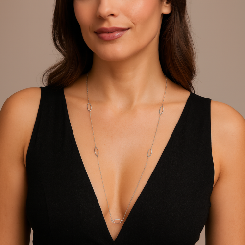 Κολιέ Μακρύ SENZA Ασήμι 925 Οβάλ