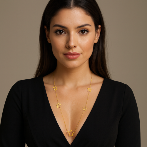 Κολιέ Μακρύ SENZA Επιχρυσωμένο Ασήμι 925 Αστέρι