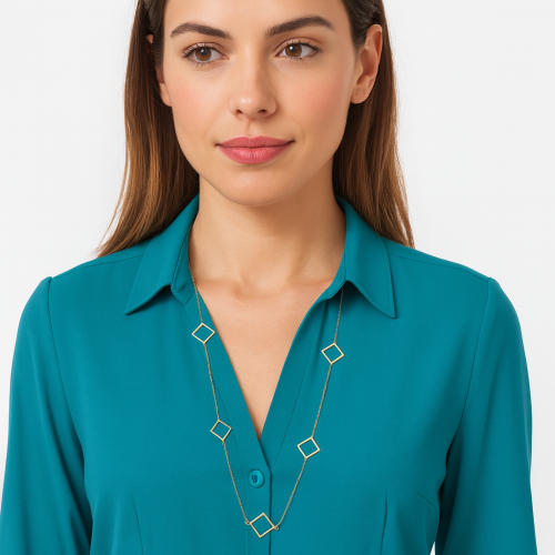 Κολιέ Μακρύ SENZA Επιχρυσωμένο Ασήμι 925 Ρόμβος