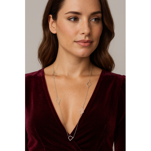 Κολιέ Μακρύ SENZA Ασήμι 925 Διαμάντι