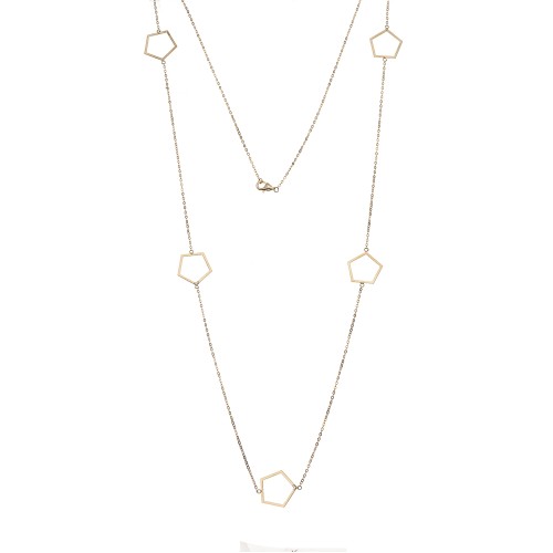 Κολιέ Μακρύ SENZA Επιχρυσωμένο Ασήμι 925 Πολύγωνο