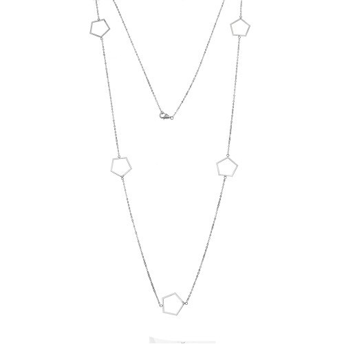 Κολιέ Μακρύ SENZA Ασήμι 925 Πολύγωνο